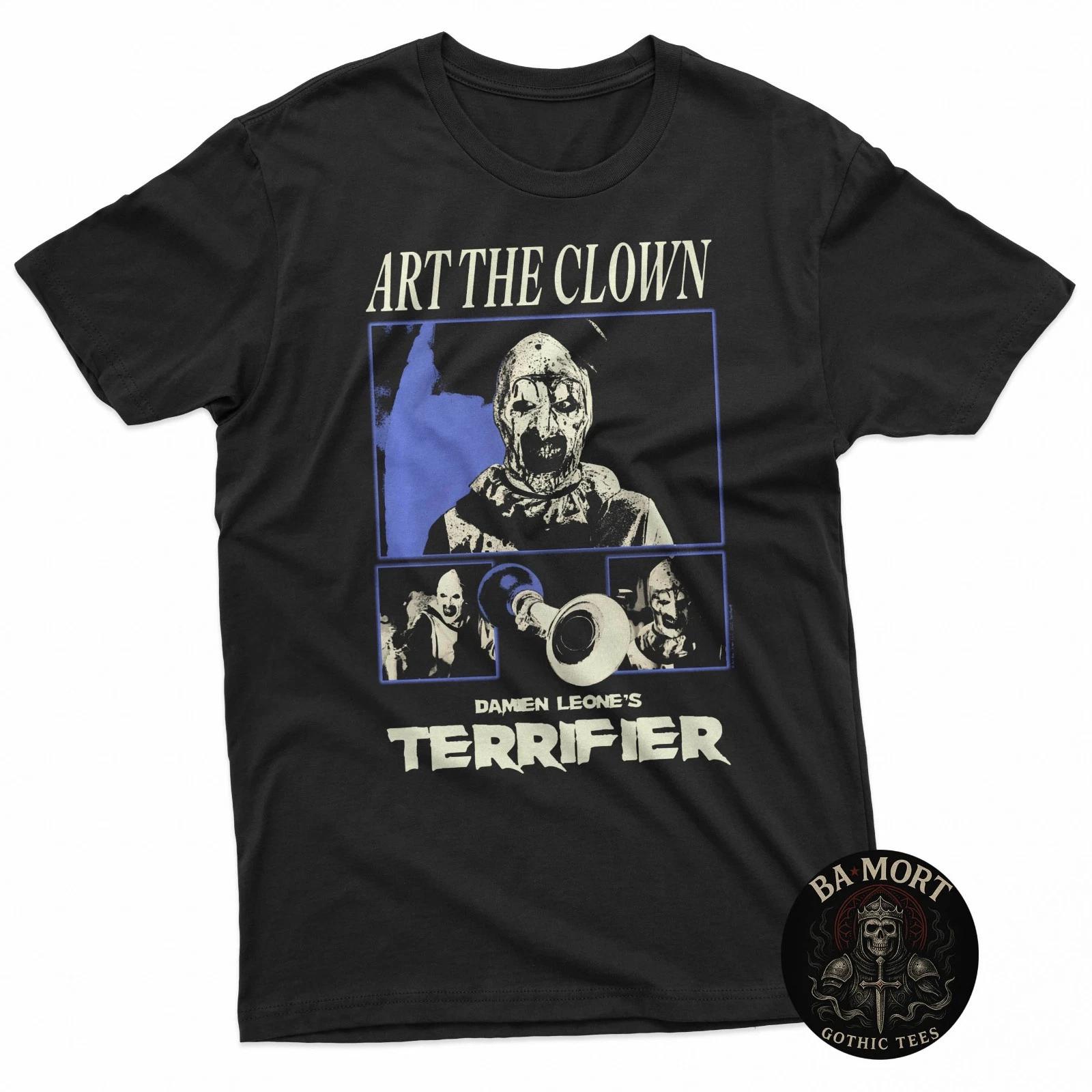 Terrifier Art The Clown Black And White Panels Horror Movie 100% Cotton T-shirt Mens Tees Top S