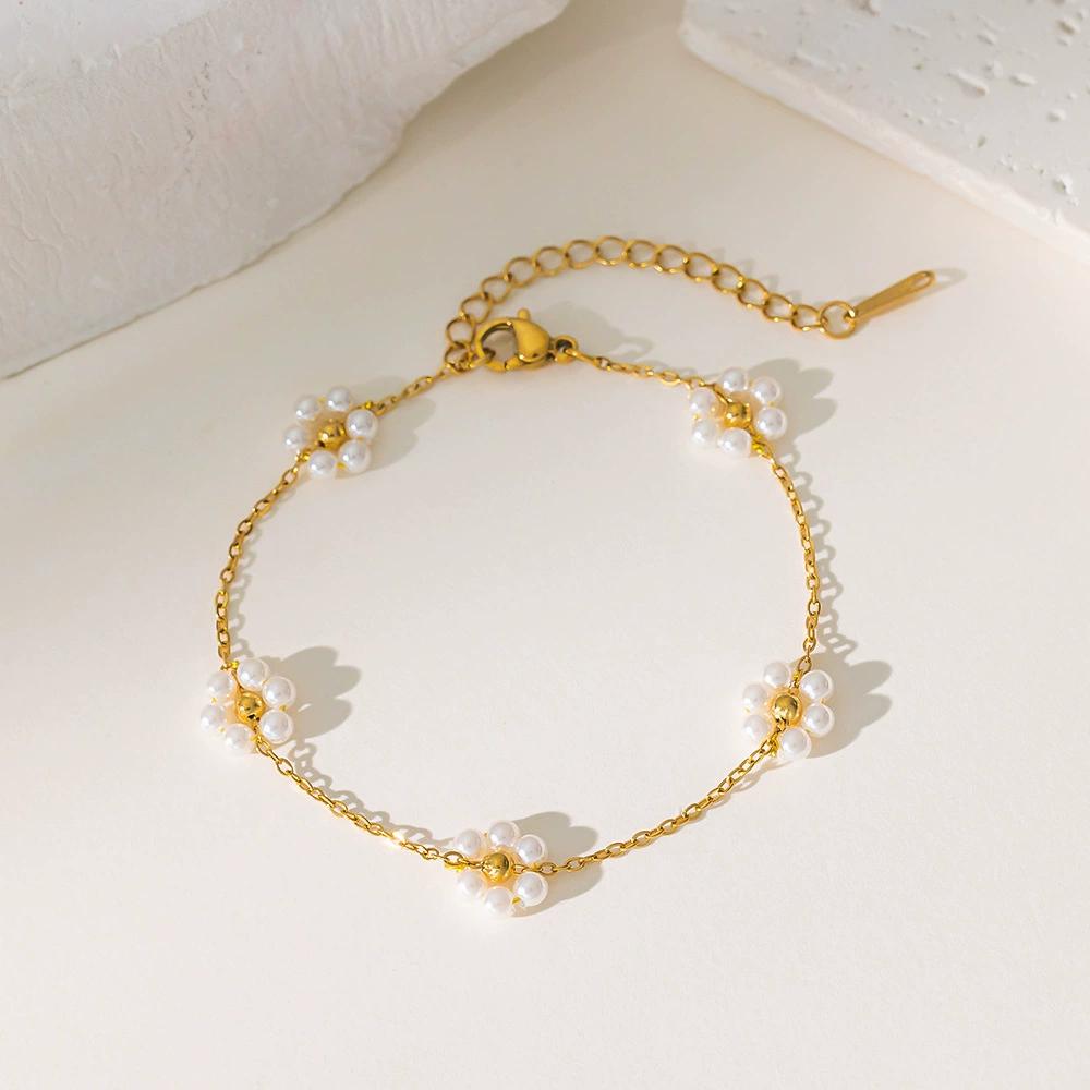 

Htpwe Красочная цепочка из цветов Набор ожерелья и браслета из нержавеющей стали с покрытием, водонепроницаемый циркон для Ins Изысканный циркон