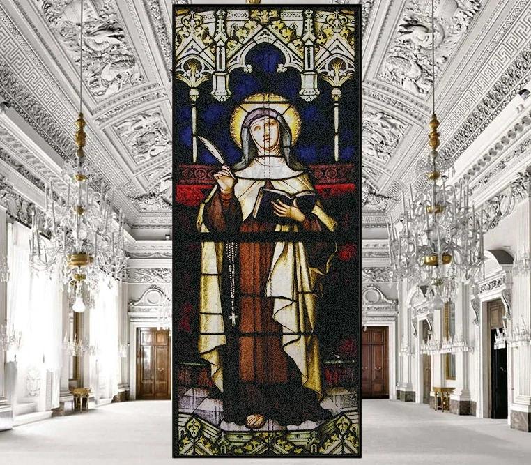 Autocolante pentru geamuri cu vitralii, folie de intimitate, stil bisericesc, autoadezive statice, folie decorativă mată pentru geamuri, dimensiune personalizată