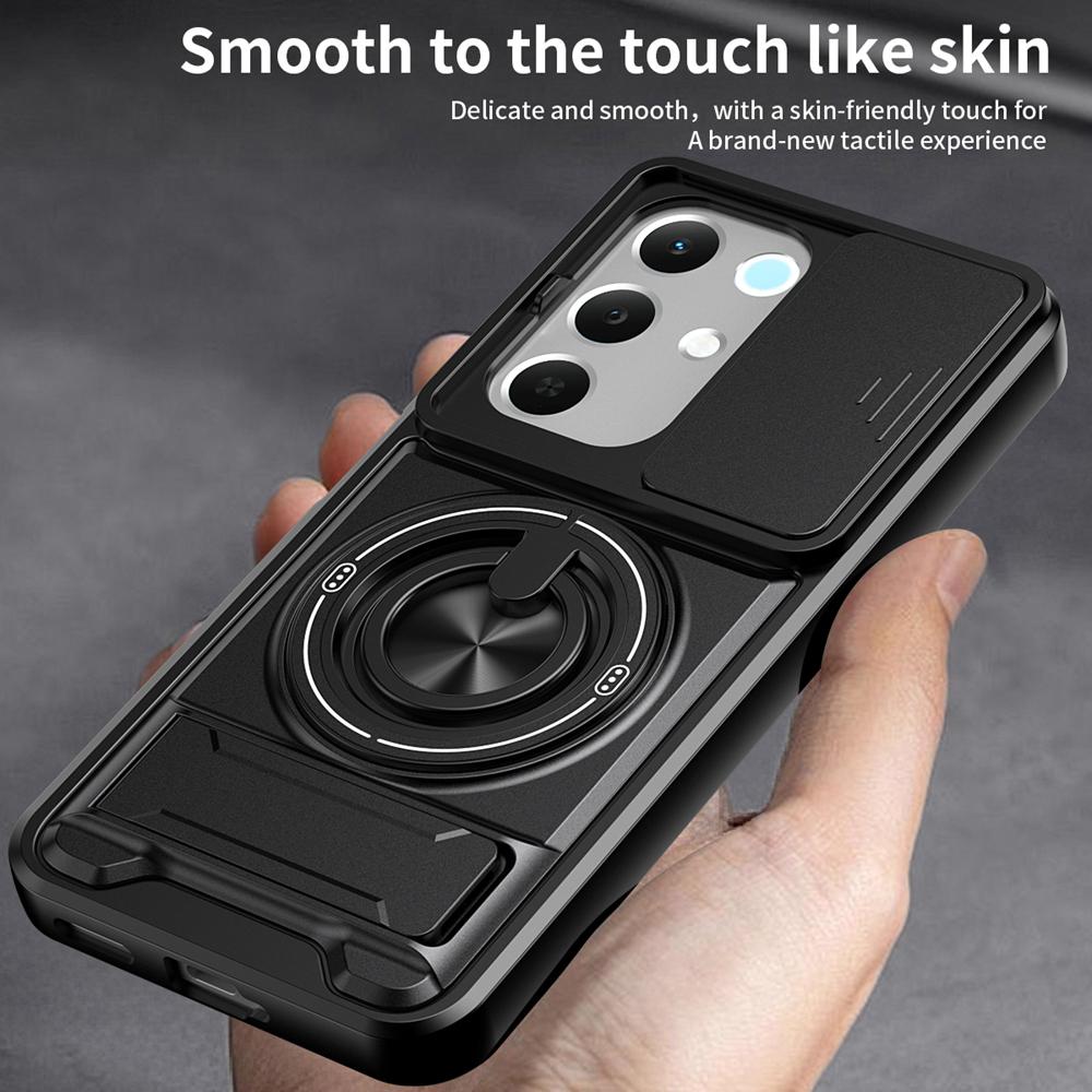 KEYSION Magnetic Phone Case for Realme C85 5G C85 Pro Slide Camera Protection Upright Kickstand 360 Ring Shockproof Back Cover
