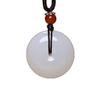 Afghan Jade Ping'an Kou Pendant Necklace: Lamb Fat White Jade Buckle with Imitation Hetian Jade Stone and Rope.