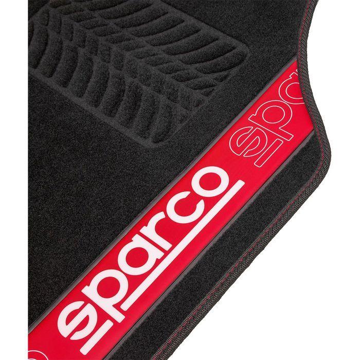 Tapis De Sol Sparco Lot De 4 Tapis Universels Noirs 2 Avant Avec Logo Et 2 Arrière Pour Voitures En Moquette