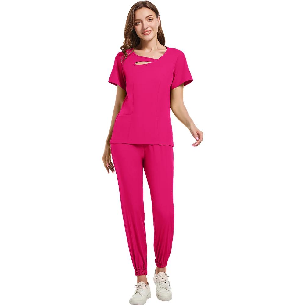 Multicolor Clinical Scrubs Set Uniforms Beautician Lab Workwear Pocket Medical Nurse Nursing Uniforms Vet Work Clothes