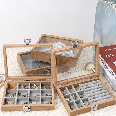 Jewelry Storage Box for Women Wooden Necklace Rings Organization Case with Dustproof Lid for Fashion Enthusiasts