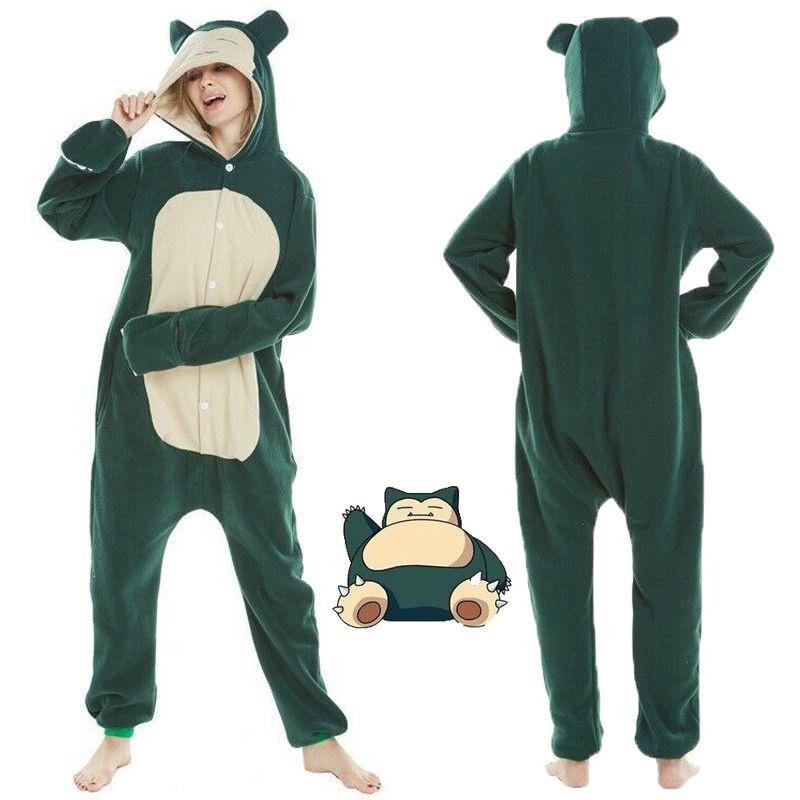 Cozy Adult Sleepwear With Pokemon Kigurumi Anime Snorlax Pattern Pajamas Onesie