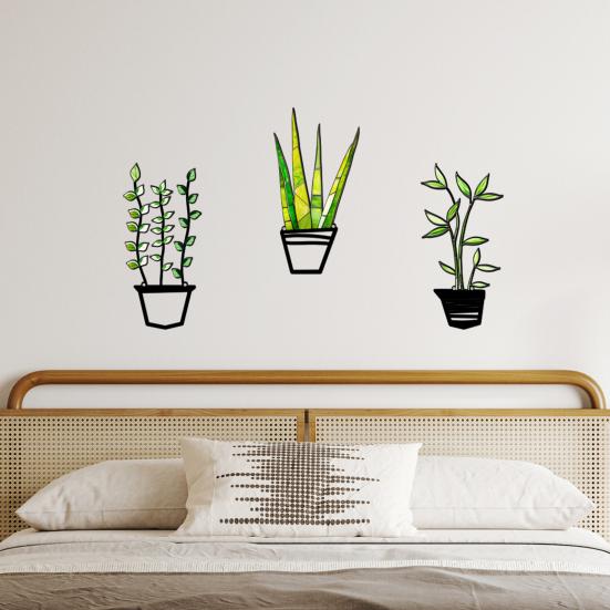 3 Stück/Set Metall Blumenvase Wandskulptur 3D Hohl Eisendraht Pflanzenvase Wandornament Zuhause Büro Wohnzimmer Badezimmer Küche Wandkunst Schild