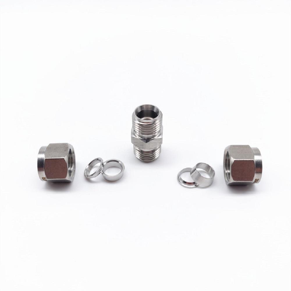 3/4/6/8/10/12mm Stainless Steel Compression Tube Fitting Straight Compression Fitting Coupler Double-Ferrule Adapter