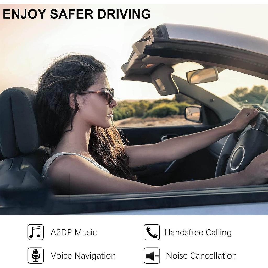 Bluetooth Hands-Free Kit, Car Hands-Free Kit, Auto Power On Siri Assistant Support, Built-in Microphone and Support GPS, Music
