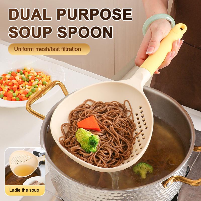 2in1 Heat-Resistant Kitchen Gadget Large Size Soup Ladle with Draining Feature Long Handle option of 1/2/3/5PCS