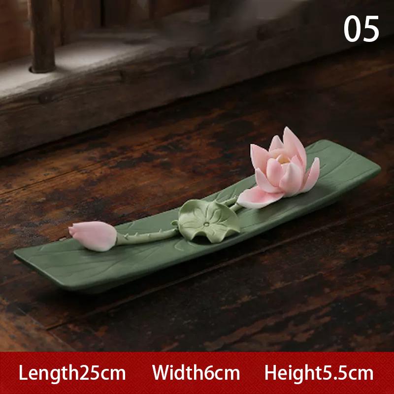 Ceramic Lotus Incense Stick Holder Household Zen Lotus Ceramics Incense Burner Ceramic Handicrafts Home Ornaments (NO Incense)