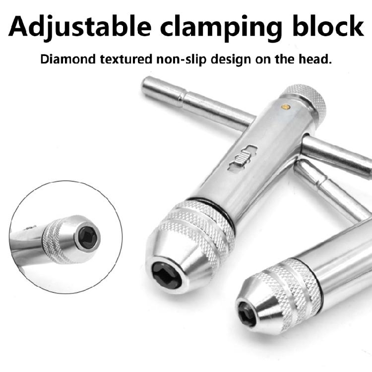 2Pieces High Strength Tap Wrench Set Adjustable Size 3-12mm Long Lifes Steel Suitable For Mechanical And Household Tasks
