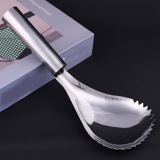 Gezahnter Eisbrecherlöffel Edelstahl-Eisschaufel Fruchtfleischseparator Eisportionierer mit ergonomischem Griff Küchenlöffel für Smoothies, Eisschnee