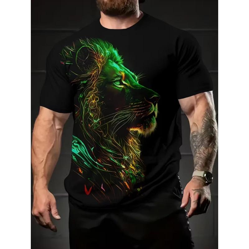 2026 T-Shirt for Men Harajuku Tiger Print Fashion Summer Short Sleeve