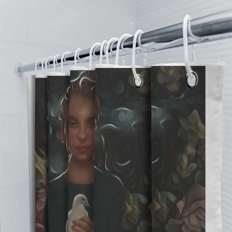 Gothic Bathroom Decor Shower Curtain Dark Academia Aesthetic Vintage Halloween Van Gogh Skull Art Home Decor Washable Waterproof