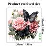 Pink Rose Black Butterfly Floral Wall Stickers Self Adhesive Peel and Stick Decor for Bathroom Cabinets Refrigerator Doors Home Decoration