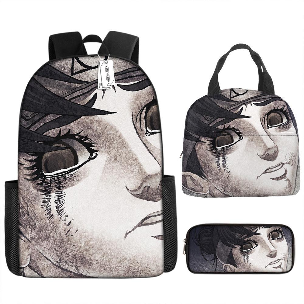 Naruto Schoolbag Elementary School Boys Large Capacity Schoolbag Lunch Bag Pencil Case Three-piece Set
