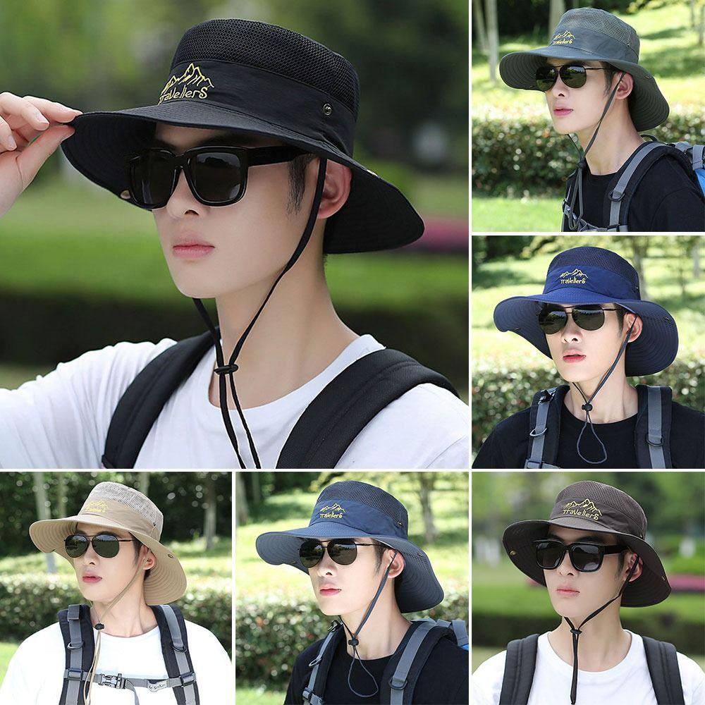 Foldable Breathable Wide Brim Fishing Cap Sun Cap Panama Hat Bucket Hat