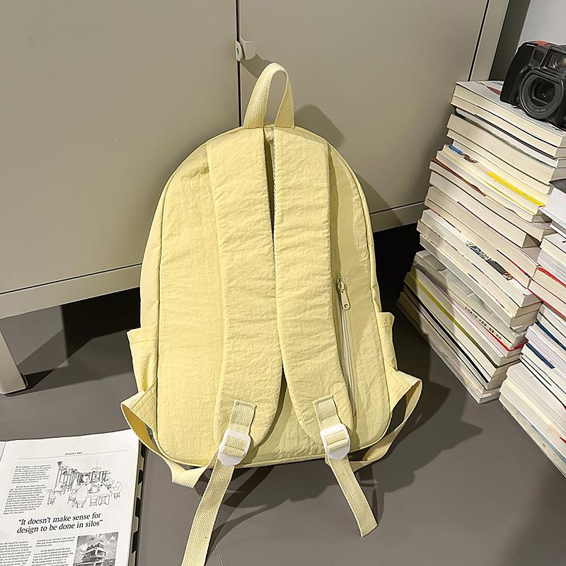 Solid Color Student Schoolbag Women's Large Capacity Backpack Men's Travel Backpack