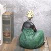 Minimalist Shelf Decor African Lady Figurine, Resin Ethnic Sitting/Standing Woman Statue, Hand-Painted Bohemian Home for Modern Decorative Ornament