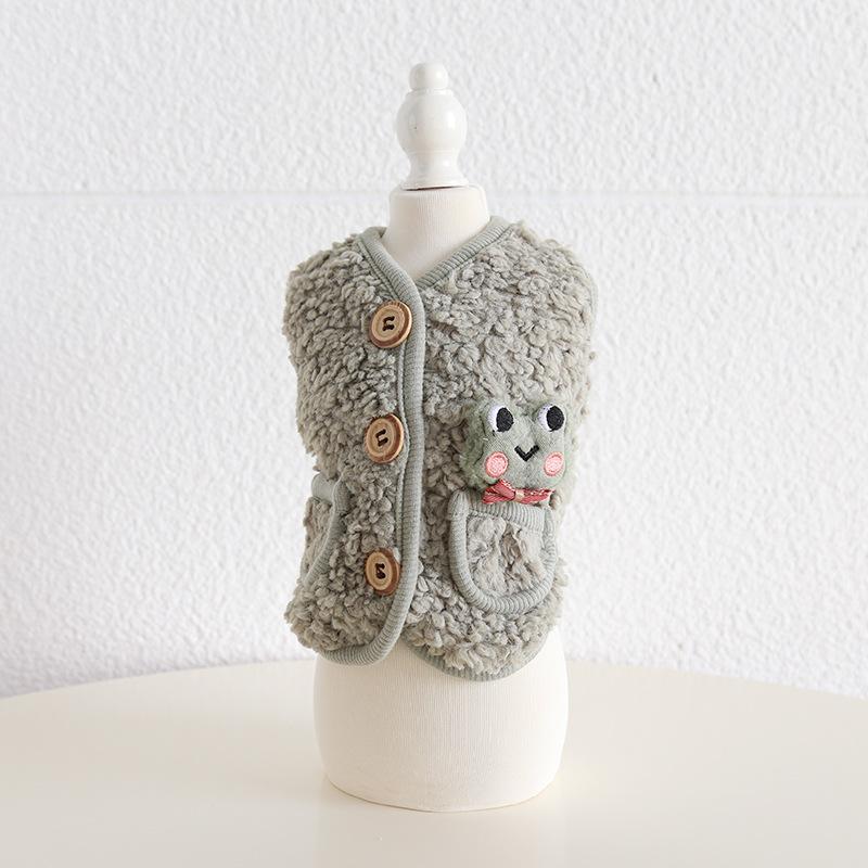 Cartoon Animal Velvet Vest Autumn and Winter Teddy Cat Clothing Pet Clothing Dog Clothing Dog Accessories Designer Dog Clothes