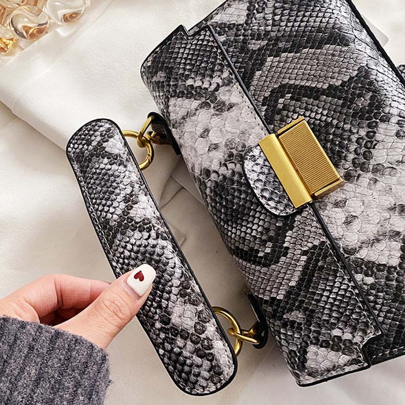 Mulher moda cobra impressão pulso bolsa de ombro nova marca luxo designer bolsas tendência qualidade couro crossbody pequeno quadrado saco