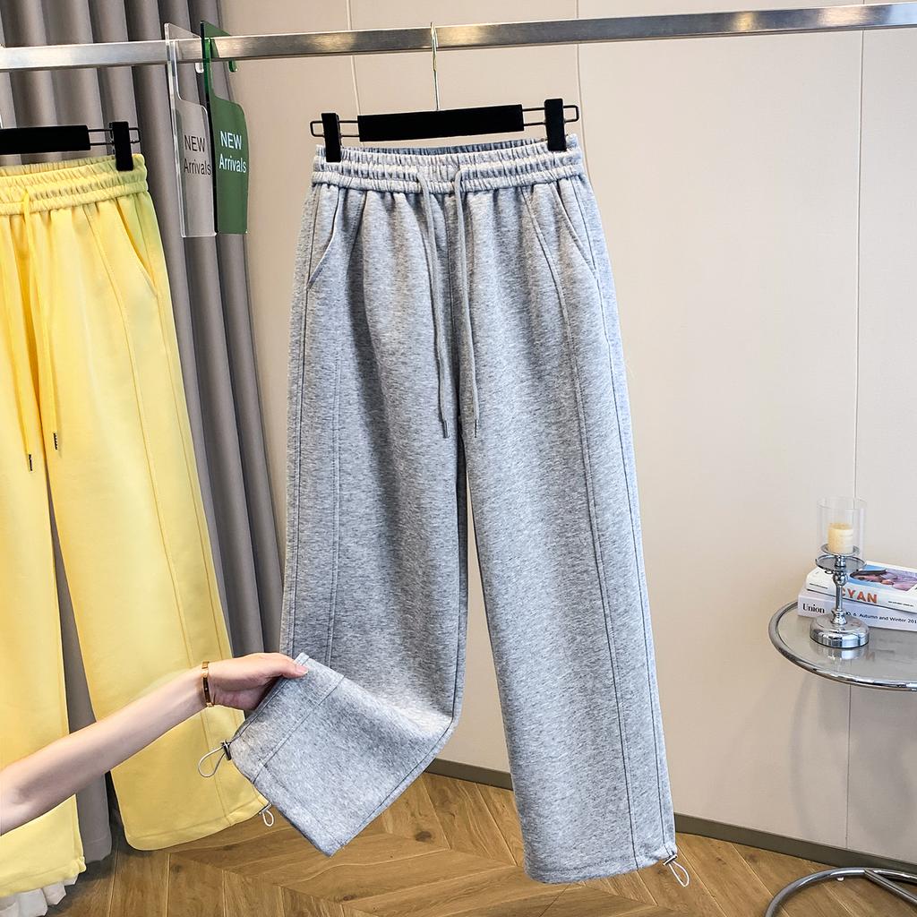 DIMANAF 2025 Plus Size Long Pants Belt Women Solid Harem Elastic Waist Casual Loose Pants New