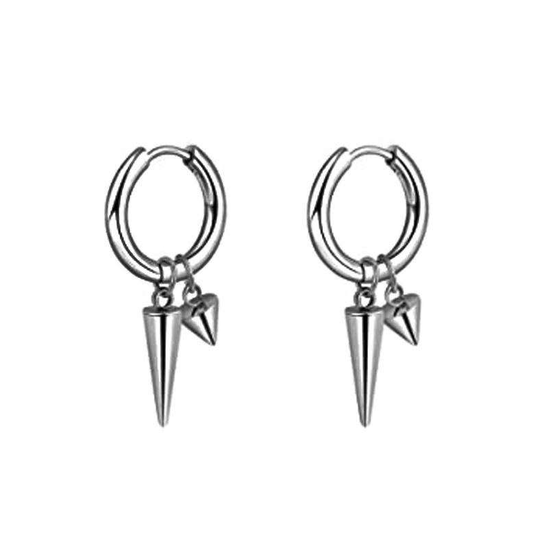 Black Series Titanium Steel Punk Style Earrings - Unisex, Korean Fashion, Unique Design