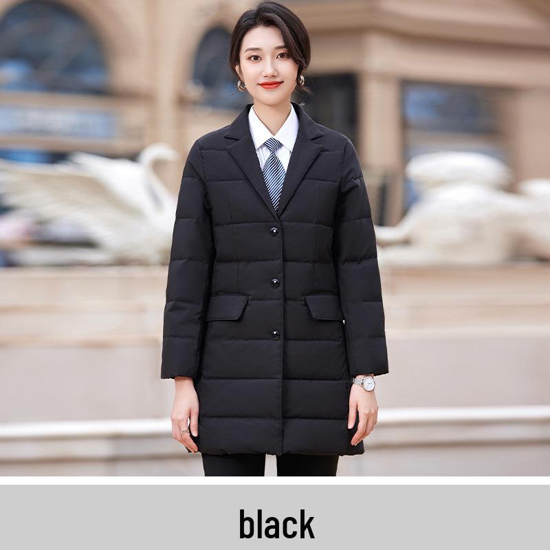 

Унисекс Зимняя Рабочая Куртка средней длины с черной хлопковой подкладкой и пиджачным воротником S