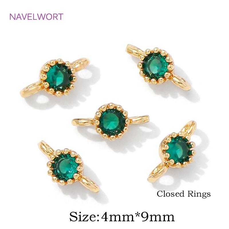 4/8/12Pcs 18K Gold Plated Mini Round Charms Connector For Jewelry,Connector For Bracelet,Inlaid Zircon Charms,DIY Accessories