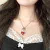 Geometric Thorn Cross Heart Pendant Necklace for Women Retro Sweet Bowknot Clavicle Chain Gothic Punk Jewelry Gift