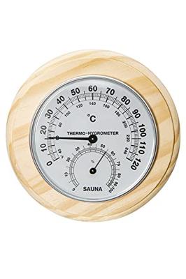 MILAAM Sauna Thermometer and Hygrometer "YUM" - Scandinavian Finnish Pine Wood Analog Heat and Humidity Resistant Compact and Lightweight Wall-Mounted