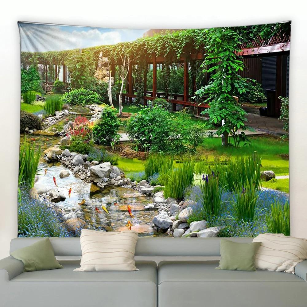 

Джунгли Водопад Природный Пейзаж Гобелен Спальня Гостиная Гобелен Украшения Дома Стены Гобелен 100x75cm