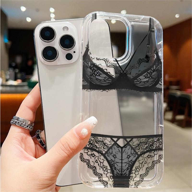Sexy Lace Design Unique Black Lace Lingerie Phone Case for iPhone 16 17 15 14 13 12 Mini 11 Pro Max 16e 17 Pro Air