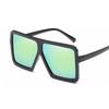 Women's Flat Top Large Steampunk Square Frame Oversize Sunglasses With Uv Protection