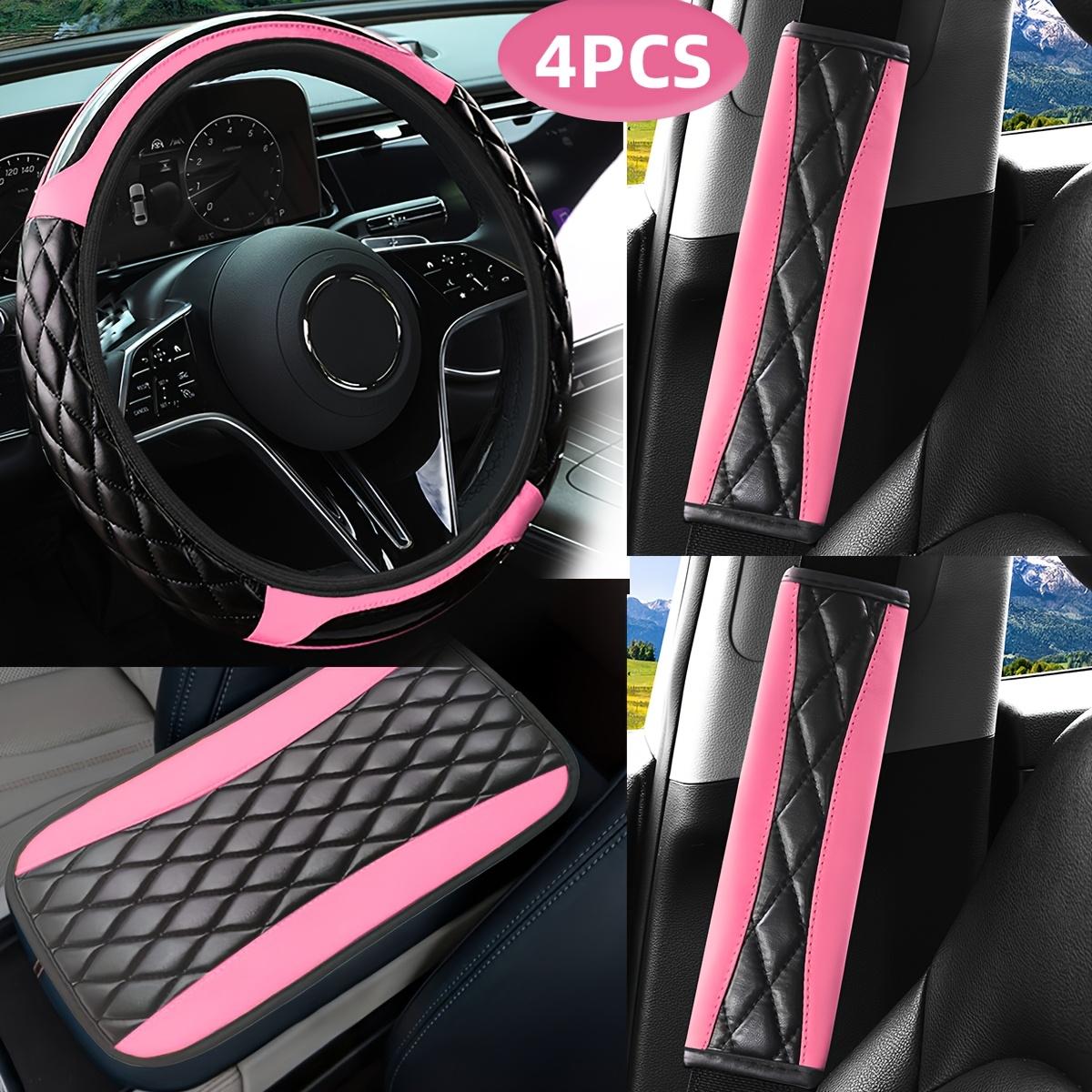 

Universal PU Leather Steering Wheel Cover For Enhanced Grip And Comfort Easy Install Steering Wheel Cover Automobile Accessories розовый