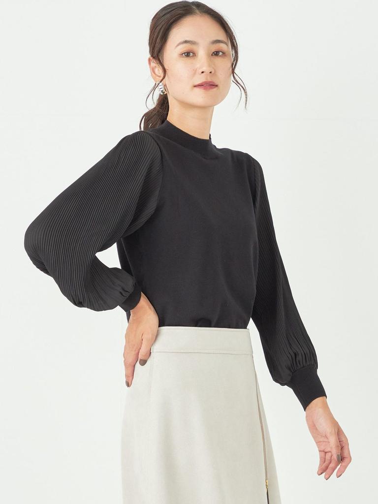 Ships Colors Women's Pleated Sleeve Combination Knit, Hand Washable, 226050007, Black, One Size