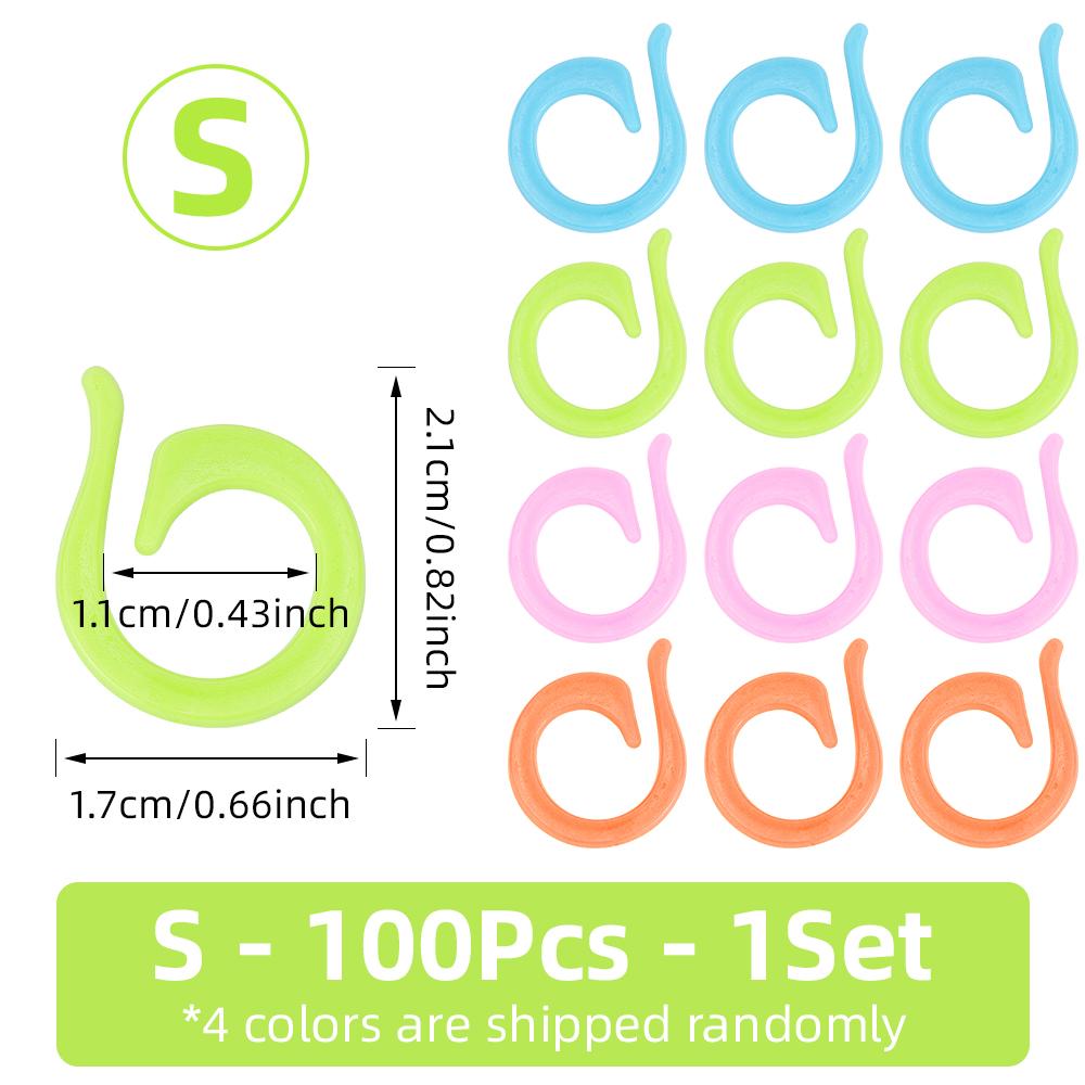 

200pc Random Colorful Plastic Opening Mark Circles, DIY Weaving & Knitting Marking Counter Tools, Crochet Counting Buckle Marker