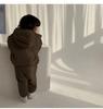Korean Style Winter Kids' Thick Hooded Cotton Jacket & Pants Set for Girls