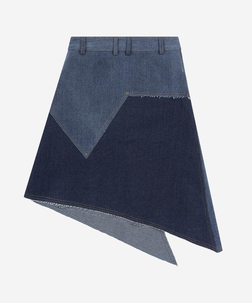 Problem Always Mixed Denim Star Wrap Skirt