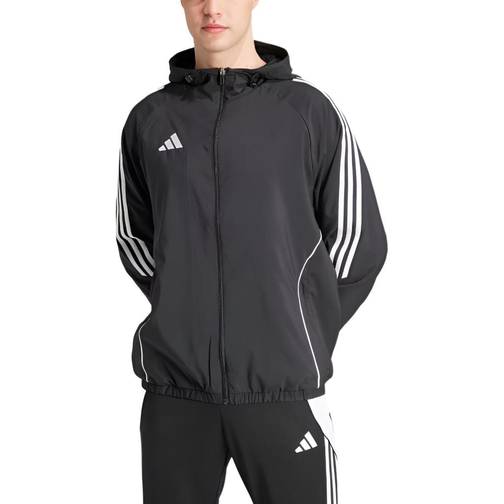 adidas Tiro 24 Windbreaker mit Drei-Streifen-Design Langarm Kapuzenjacke Herren Oberbekleidung Schwarz IM8806