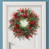 Simulation Leaf Red Berries Wreath Artificial Christmas Hanging Pendant Eucalyptus Garland  Porch