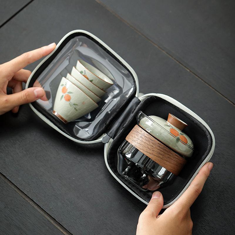 Hongyue Glass Covered Bowl Teacup Large Single Non-Hot Hand-Grasping Pot One Person Kung Fu Tea Set Underglaze Color Brewing Teapot