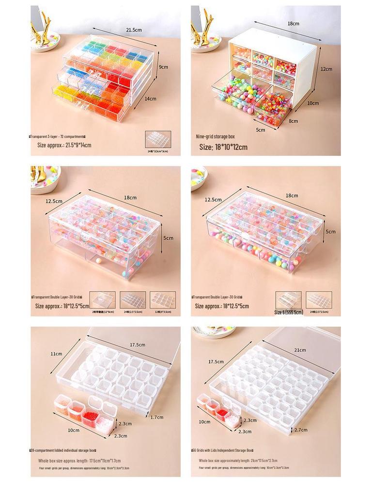 Transparent Multi-Layer Storage Box for Glass Beads and Jewelry Accessories