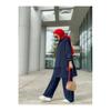 Women's Hooded Zippered Sleeves Elastic Wide Leg Pants Suit