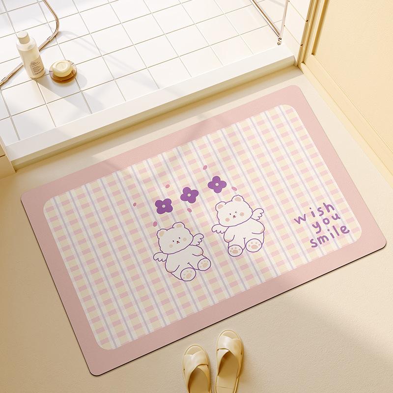 Cute Cartoon Bathroom Bathroom Door  Elderly Pregnant Woman Anti-slip Floor Mat Diatom Mud Water-absorbing Foot Mat