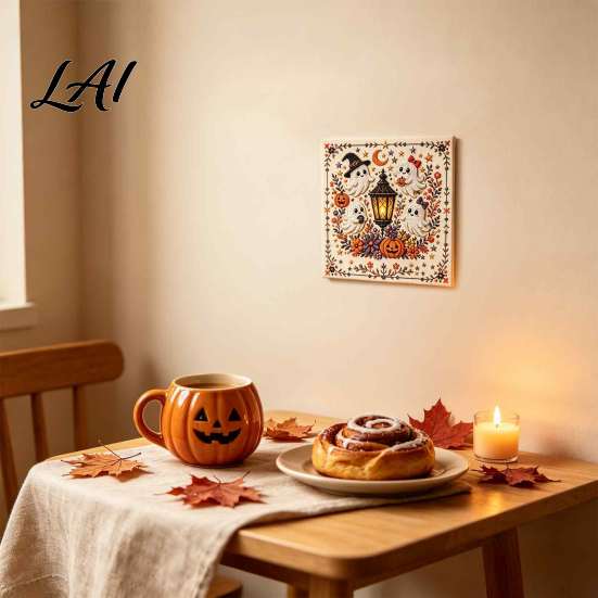 Handmade Home Accents Halloween Embroidery Kit DIY Stitch Kit for Adults Cute Witch Decoration Ghost Black Cat Pumpkin Pattern Wall Decor Beginners