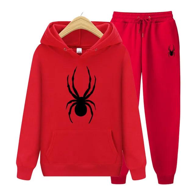 Spring and Autumn Men's And Women Suit Brand Fashion Spider Hoodie + Trousers Men's Casual Jogging Sportswear 2 Sets