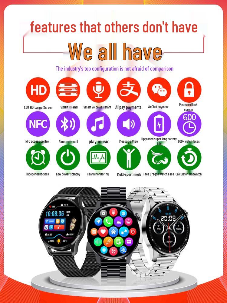 GT5Pro Smartwatch: Multifunctional Men's & Women's NFC Edition with Call Answering