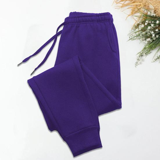 Men Solid Color Casual Sweatpants Drawstring Elastic Waistband Pockets Sport Pants Wide Leg Jogging Pants