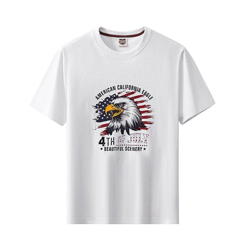 Foreign Trade Export To Domestic Sales Men's Clothing American Vintage Cotton Short Sleeve T-shirt Men's Summer Bottoming Shirt Print T-shirt